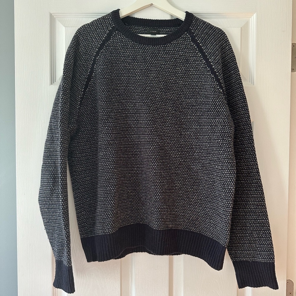 Men’s J.Crew Blue and Grey Lambs Wool Sweater